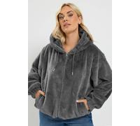 Yours Women's Faux Fur Zip Through Jacket in Grey | Size: 30/32
