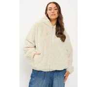 Yours Women's Faux Fur Zip Through Jacket in Ivory | Size: 18