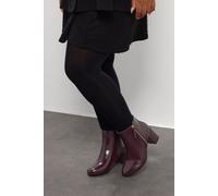 Yours - Burgundy Faux Leather Block Heel Ankle Boots In Wide E Fit & Extra Wide Eee Fit - Women's