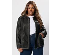 Yours Women's Faux Leather Bomber Jacket in Dark Grey | Size: 16 Yours Dark Grey 16