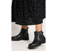 Yours Women's Faux Leather Buckle Chelsea Boots In Wide E Fit & Extra Wide EEE Fit in Black | Size: 6E