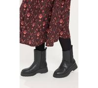 Yours Women's Faux Leather Chunky Chelsea Boots In Wide E Fit in Black | Size: 5E