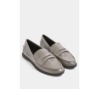 Yours Women's Faux Leather Flatform Loafers In Wide E Fit in Grey | Size: 8E