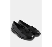 Yours - Faux Leather Fringed Tassel Loafers in Wide E Fit - Women's Black