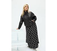 Yours Women's Faux Leather Funnel Neck Jacket in Black | Size: 22/24