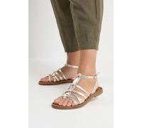 Yours Women's Faux Leather Gladiator Sandals in Extra Wide EEE Fit in Gold | Size: 7EEE