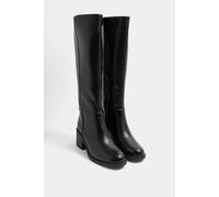 Yours Women's Faux Leather Knee High Boots In Extra Wide EEE Fit in Black | Size: 5EEE