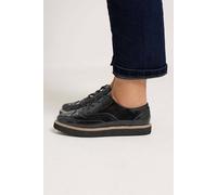 Yours - Faux Leather Lace Up Brogue Flats In Extra Wide Eee Fit - Women's