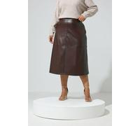 Yours Women's Faux Leather Skirt in Chocolate | Size: 18