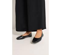 Yours - Faux Leather Square Toe Ballet Pumps in Extra Wide Eee Fit - Women's Black