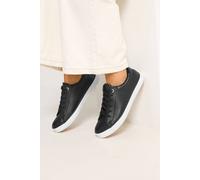 Yours Women's Faux Leather Trainers In Extra Wide EEE Fit in Black | Size: 9EEE