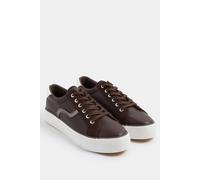 Yours - Brown Faux Leather Trainers in Extra Wide Eee Fit - Women's