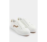Yours - Faux Leather Trainers in Extra Wide Eee Fit - Women's White