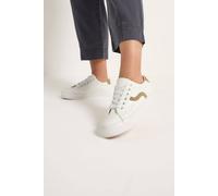 Yours Women's Faux Leather Trainers In Extra Wide EEE Fit in White | Size: 9EEE