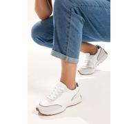 Yours - Faux Leather Runner Trainers in Extra Wide Eee Fit - Women's White