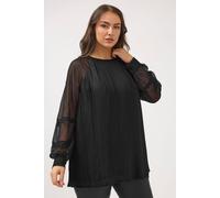 Yours Women's Faux Leather Trim Blouse in Black | Size: 22-24 Yours Black 22-24