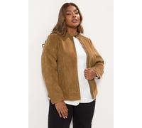 Yours Women's Faux Suede Bomber Jacket in Brown | Size: 20 Yours Brown 20