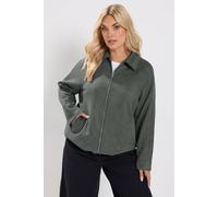 Yours Women's Faux Suede Bomber Jacket in Charcoal | Size: 16