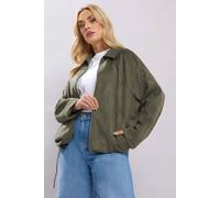 Yours Women's Faux Suede Bomber Jacket in Green | Size: 22-24 Yours Green 22-24