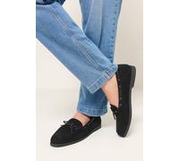Yours - Faux Suede Bow Boat Shoes in Wide E Fit - Women's Black