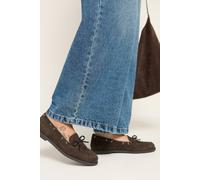 Yours Women's Faux Suede Bow Boat Shoes In Wide E Fit in Brown | Size: 5E