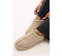 Yours Women's Faux Suede Embroidered Mules In Standard Fit in Light Brown | Size: 6 Yours Light Brown 6