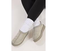 Yours - Faux Suede Embroidered Mules in Standard Fit - Women's Grey