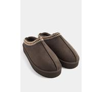 Yours - Brown Faux Suede Embroidered Mules In Wide E Fit & Extra Wide Eee Fit - Women's