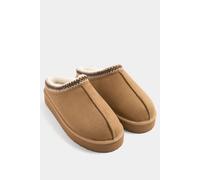 Yours - Brown Faux Suede Embroidered Mules In Wide E Fit - Women's