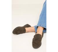Yours - Faux Suede Flatform Loafers in Wide E Fit - Women's Brown