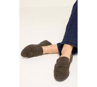 Yours Women's Faux Suede Flatform Loafers In Wide E Fit in Brown | Size: 8E Yours Brown 8E