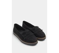 Yours Women's Faux Suede Fringe Loafers In Wide E Fit in Black | Size: 4EEE Yours Black 4EEE