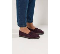 Yours - Red Faux Suede Fringe Loafers in Wide E Fit - Women's