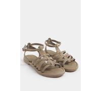Yours - Natural Brown Faux Suede Gladiator Sandals In Extra Wide E Fit - Women's