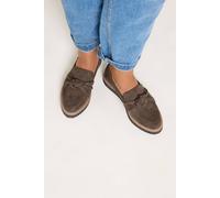 Yours - Chocolate Faux Suede Knot Loafers in Wide E Fit - Women's