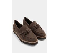 Yours Women's Faux Suede Knot Loafers In Wide E Fit in Chocolate | Size: 8EEE Yours Chocolate 8EEE