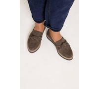 Yours - Chocolate Faux Suede Knot Loafers in Wide E Fit - Women's