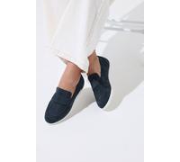 Yours - Blue Faux Suede Loafers in Extra Wide Eee Fit - Women's