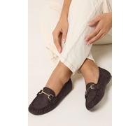Yours Women's Faux Suede Loafers In Wide E & Extra Wide EEE Fit in Chocolate | Size: 5EEE