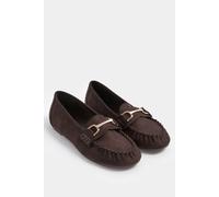 Yours Women's Faux Suede Loafers In Wide E & Extra Wide EEE Fit in Chocolate | Size: 6E