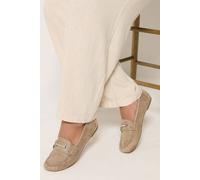 Yours - Brown Faux Suede Loafers in Wide E Fit - Women's