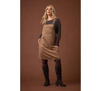 Yours Faux Suede Pinafore Dress In Brown Brown 18
