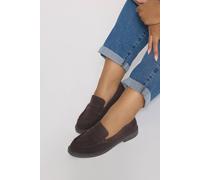 Yours - Brown Faux Suede Ruched Front Loafers in Extra Wide Eee Fit - Women's