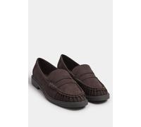 Yours - Brown Faux Suede Ruched Front Loafers in Extra Wide Eee Fit - Women's