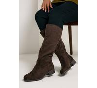 Yours Women's Faux Suede Stretch Knee High Boots in Brown | Size: 7E