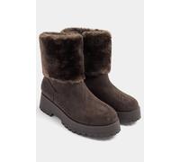 Yours Women's Faux Suede Wedge Chelsea Boots In Wide E Fit in Chocolate | Size: 4E