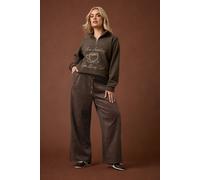 Yours Women's Faux Suede Wide Leg Trousers in Chocolate | Size: 20 Yours Chocolate 20