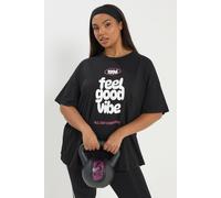 Yours Women's 'Feel Good Vibe' Active T-Shirt in Black | Size: 18 Yours Black 18