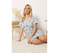Yours Women's Flamingo Placket Nightdress in Light Green | Size: 14/16