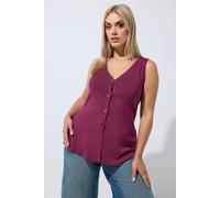 Yours Women's Flare Hem Waistcoat in Burgundy | Size: 22-24 Yours Burgundy 22-24